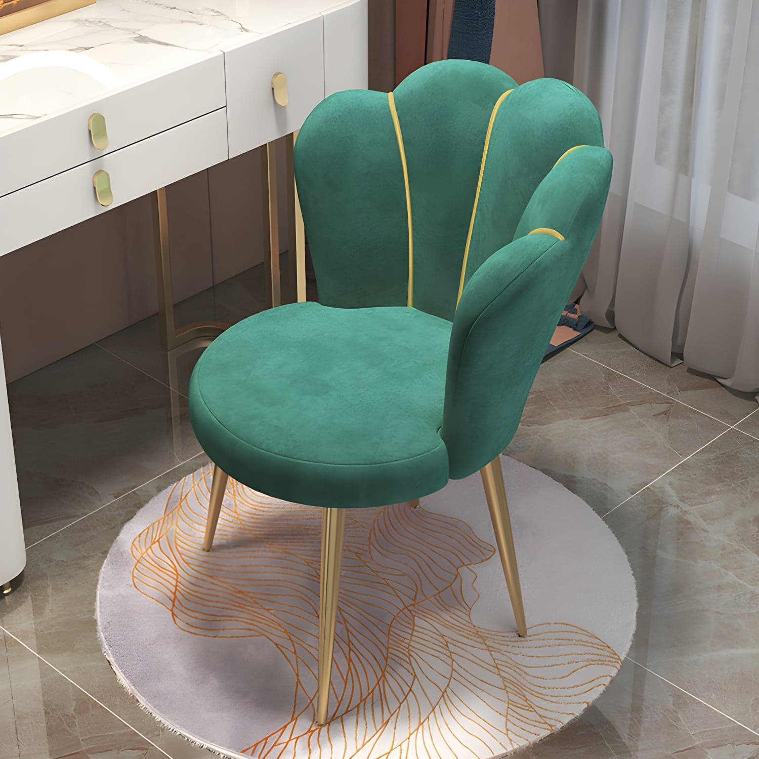 Scandinavian Style Velvet Armless Dining Chair Solid Back Single Dining Chair