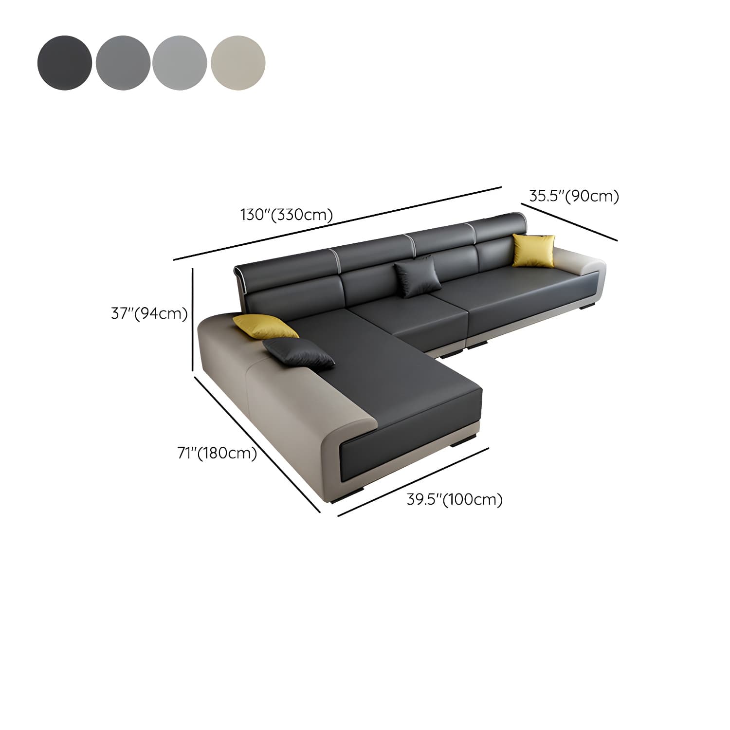 Modern L-Shape Wood Frame Sponge Cushion Back Sectional Sofa Chaise (10 Feet) - image 17