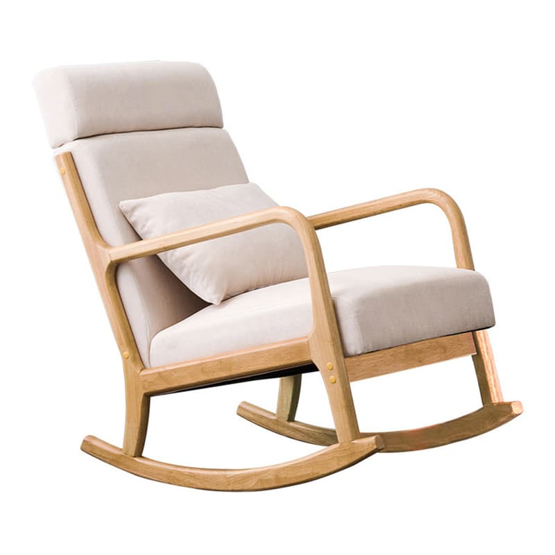 Indoor Use White Cotton Stationary Rocking Chair with Back & Arm - image 5