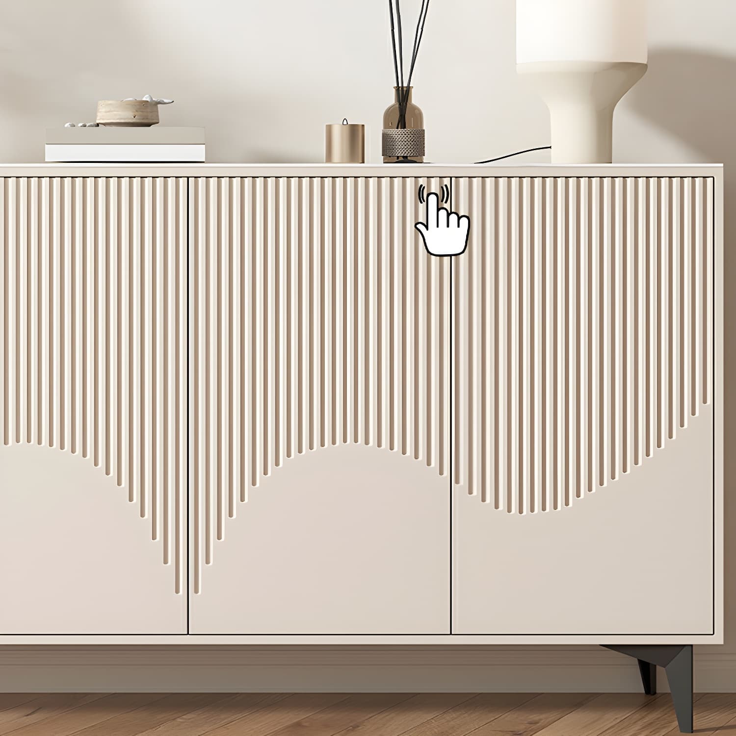 Modern White Wood Sideboard Credenza with Adjustable Shelving and 6 Interior Shelves - image 10