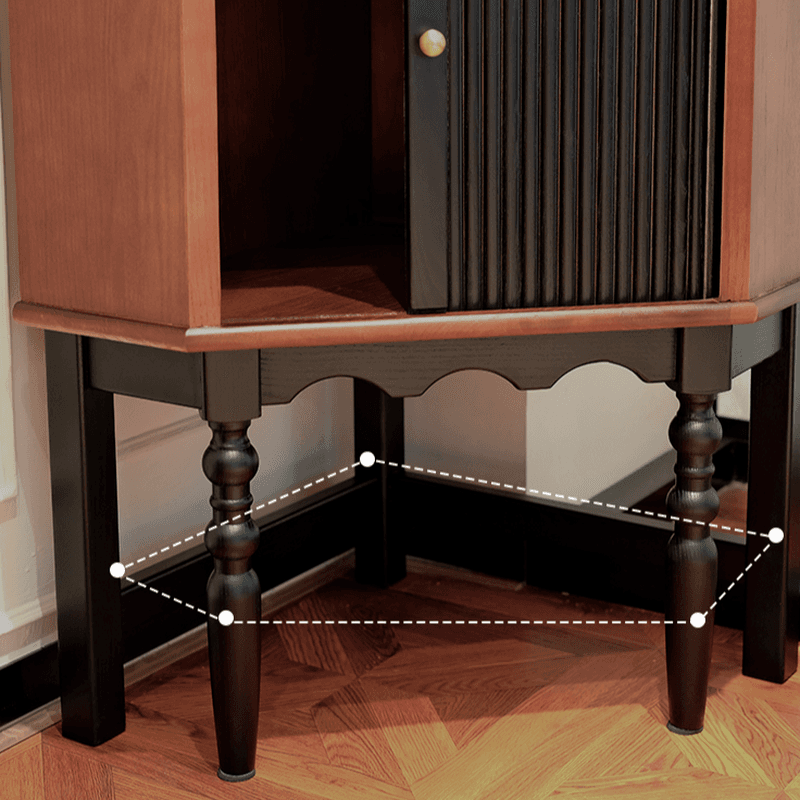 Modern Simple Nook Detached Accent Cabinet with 1 Cabinet, 3 Exterior Shelves, Cabinet Knobs, and Midnight Black/Light Brown Top - image 10