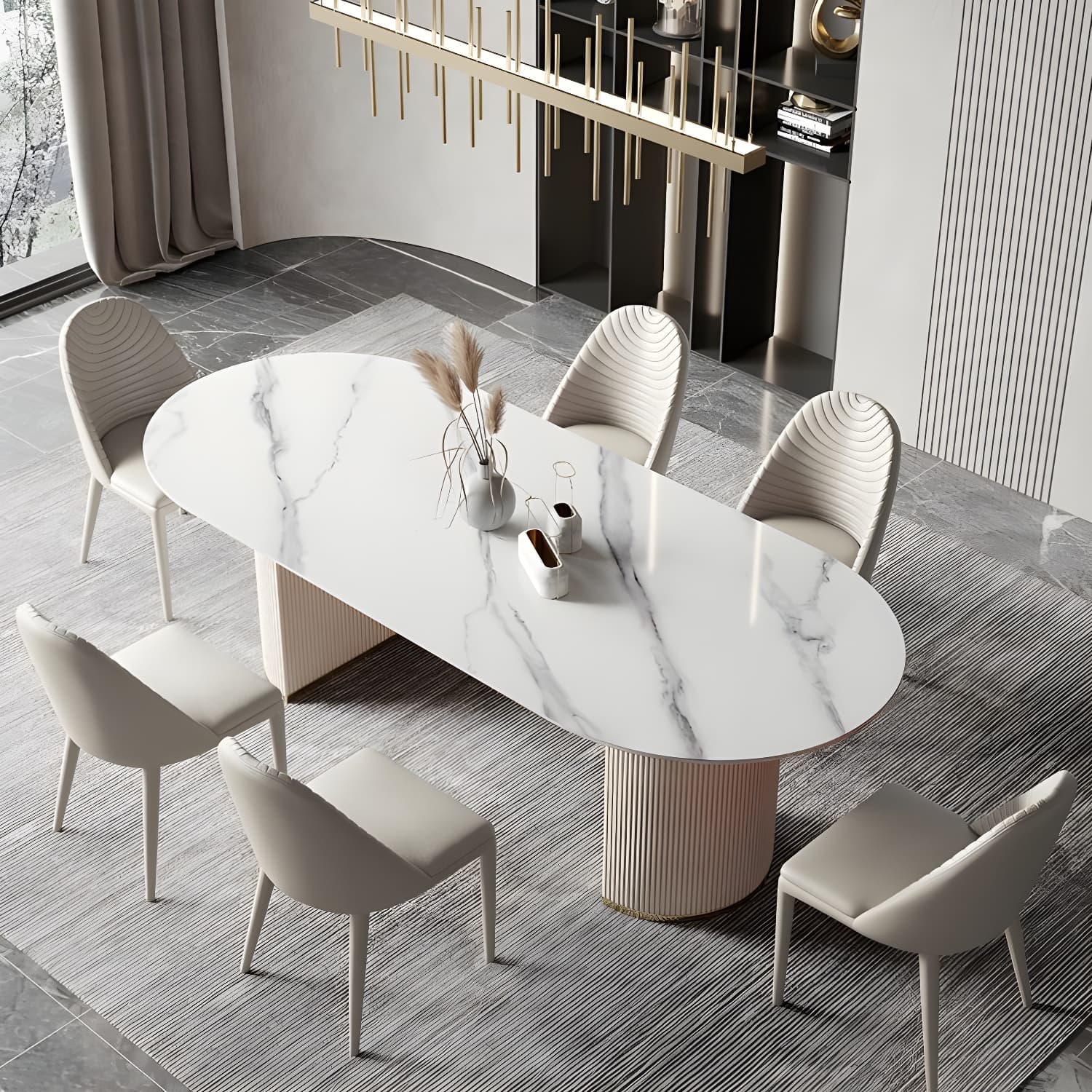Traditional Luxury Dining Table Sintered Stone Oval Table for Home