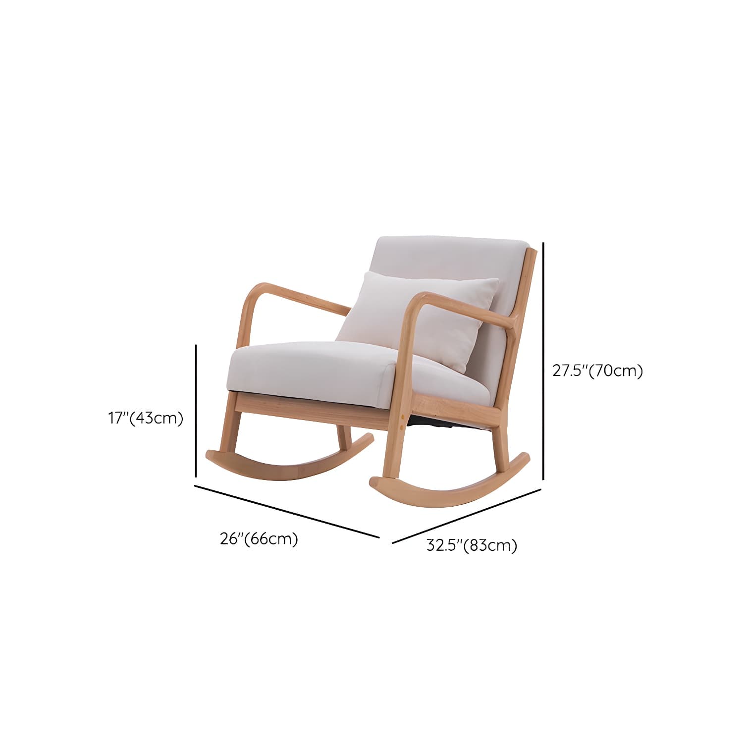 Mid-Century Modern Rocking Accent Chair with Solid Wood Frame and a Pillow - image 21