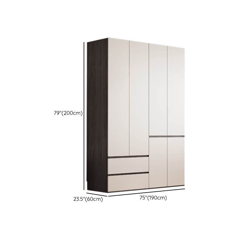 White Minimalist Manufactured Wood Independent Wardrobe Closet with Soft Close Drawer, Soft Close Door, and Interior Shelves - image 28