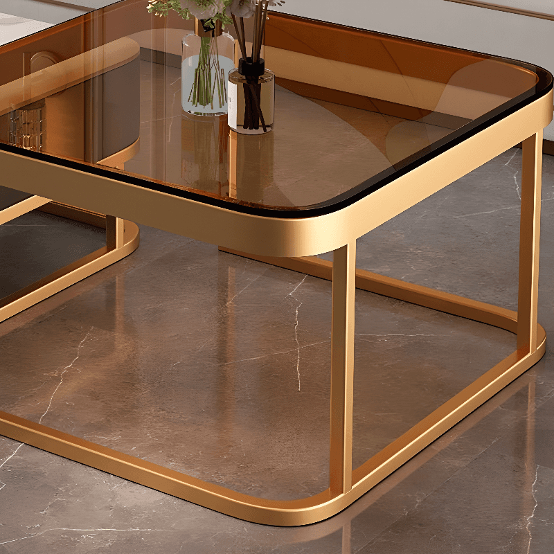 Foyer Use Glam Style Square Structure Double Nesting Coffee Table - image 10