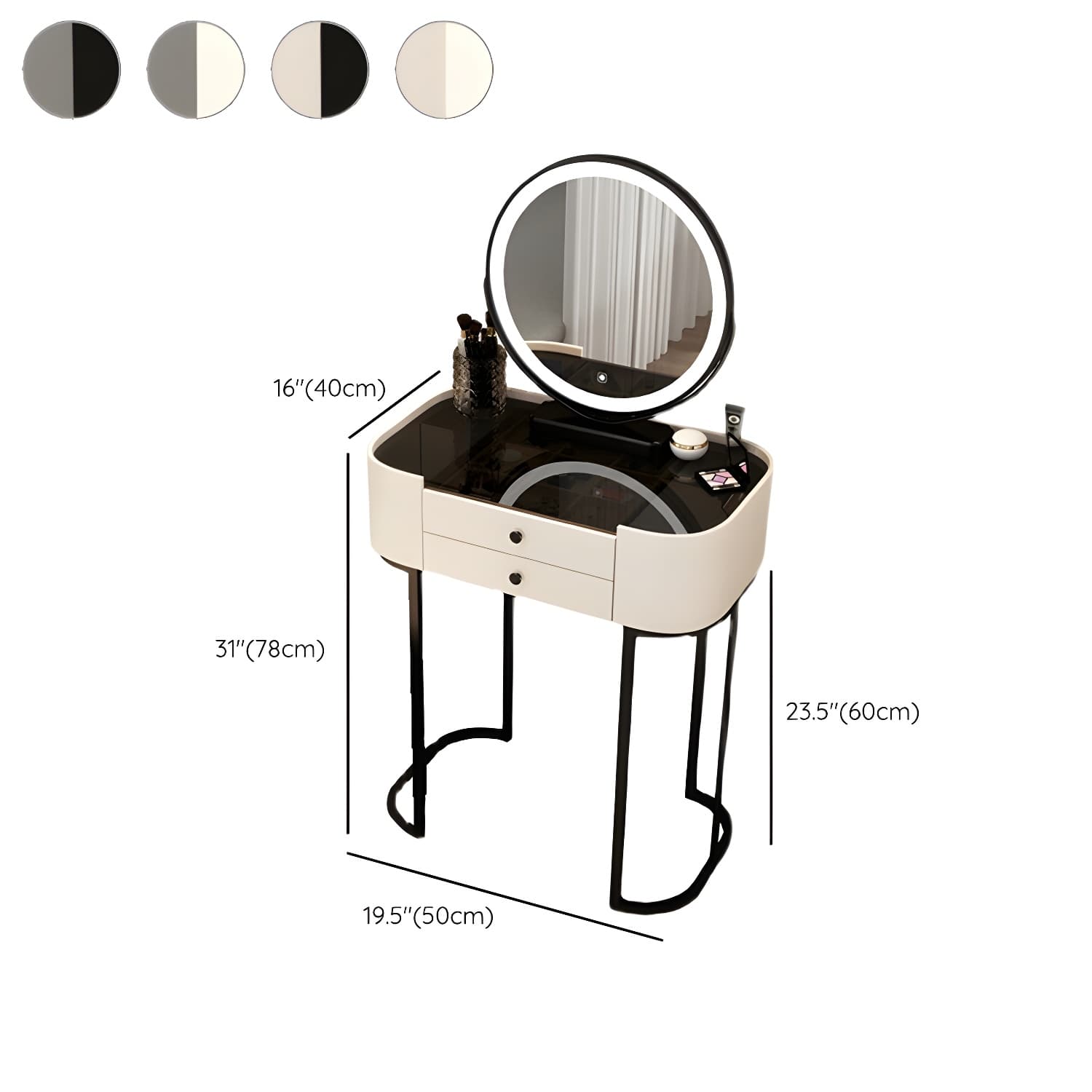 Contemporary Vanity Makeup Dressing Table Stool Set with Mirror - image 16