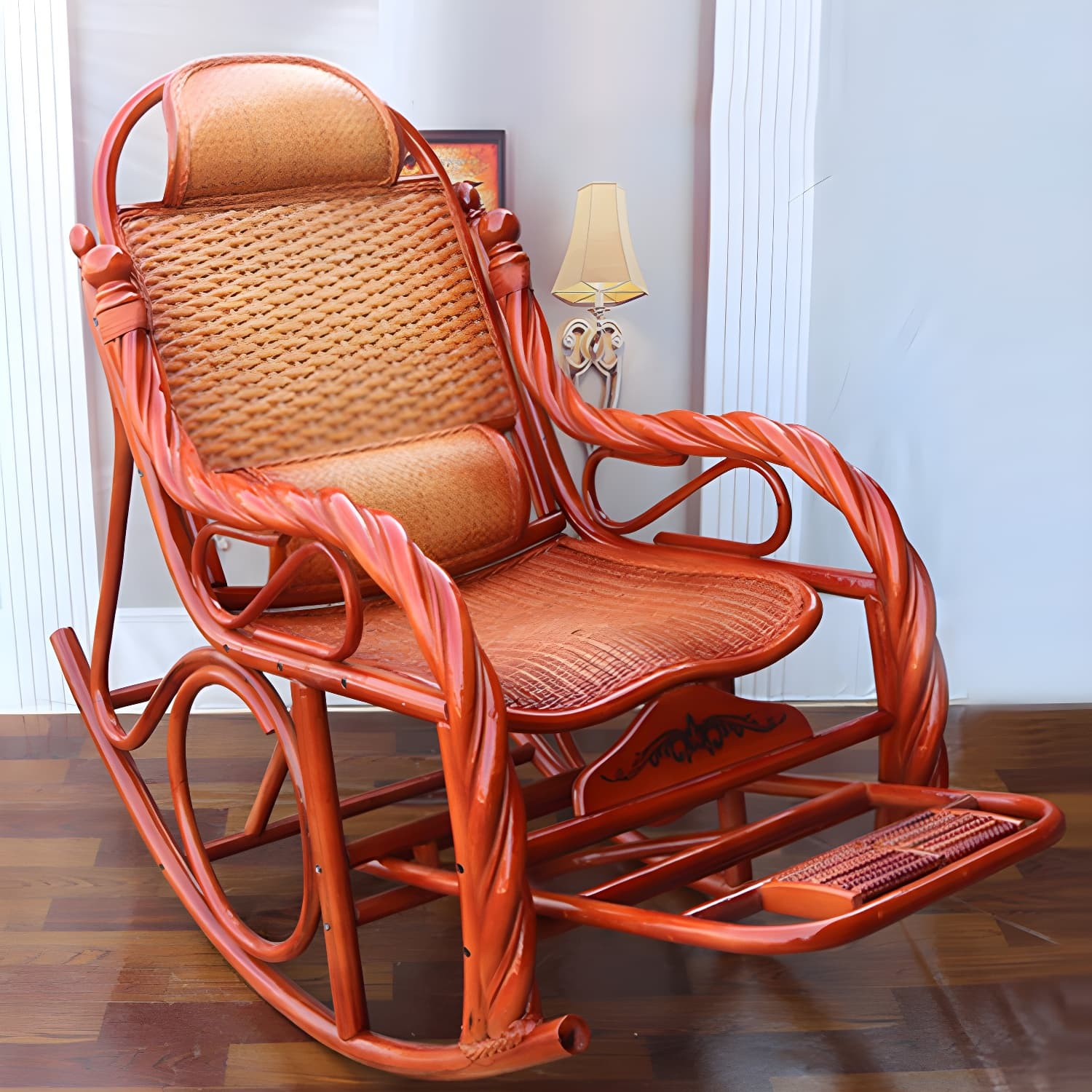 Traditional Spindle Rocking Accent Chair Tobacco Finish Rocker Chair Reclining - image 18