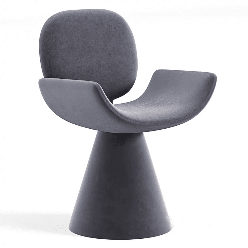 Simple Rotating Arm Chair with Uncovered Back, Padded Upholstery, Armrest, and Midnight Black/Cocoa/Chalk Lumber Legs - image 4