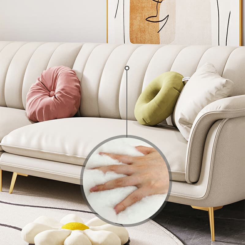 Modern Beige Tech Cloth Sectional Sofa with Flared Arm and Cushion Back - image 4