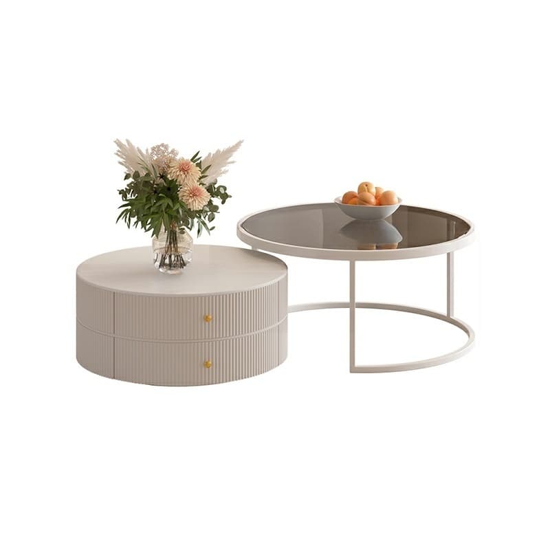 Round Coffee Table - Modern Style, Standard Size, Non-Upholstered, 2 Drawers, Scratch Resistant - image 11