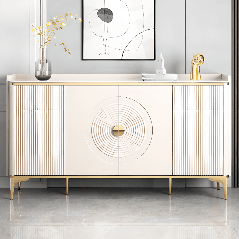 Glam Free Standing Utility Storage Cabinet for Parlor with Sintered Stone Countertop