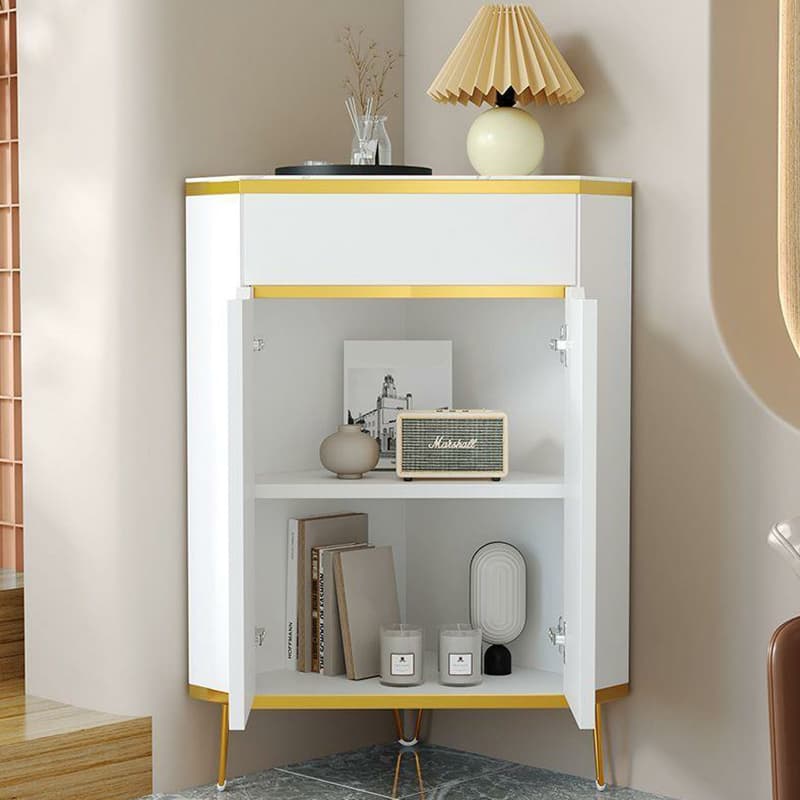 Glam Gold Corner Cabinet with Drawers and Cabinet Included- Scratch resistant & Soft-Close Doors - image 9