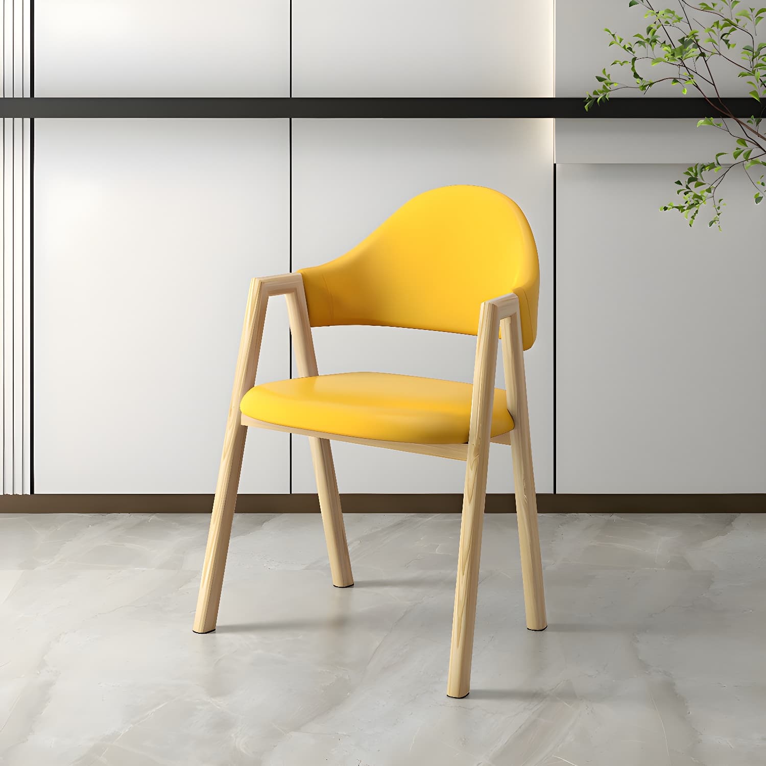 Scandinavian Study Room Metal Arm Chair Colorful Open Dining Chair with Natural Legs - image 18