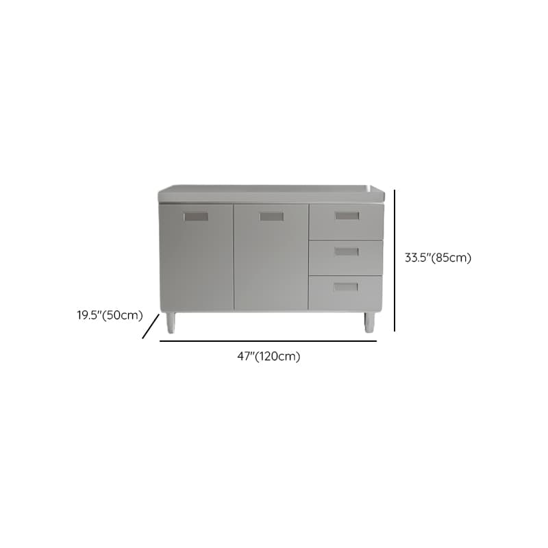 Simple Metallic Alloy Standard/Narrow Buffet Table with 2 Shelves, 4 Doors/3 Doors/2 Doors & Functional Storage Cabinet - image 11
