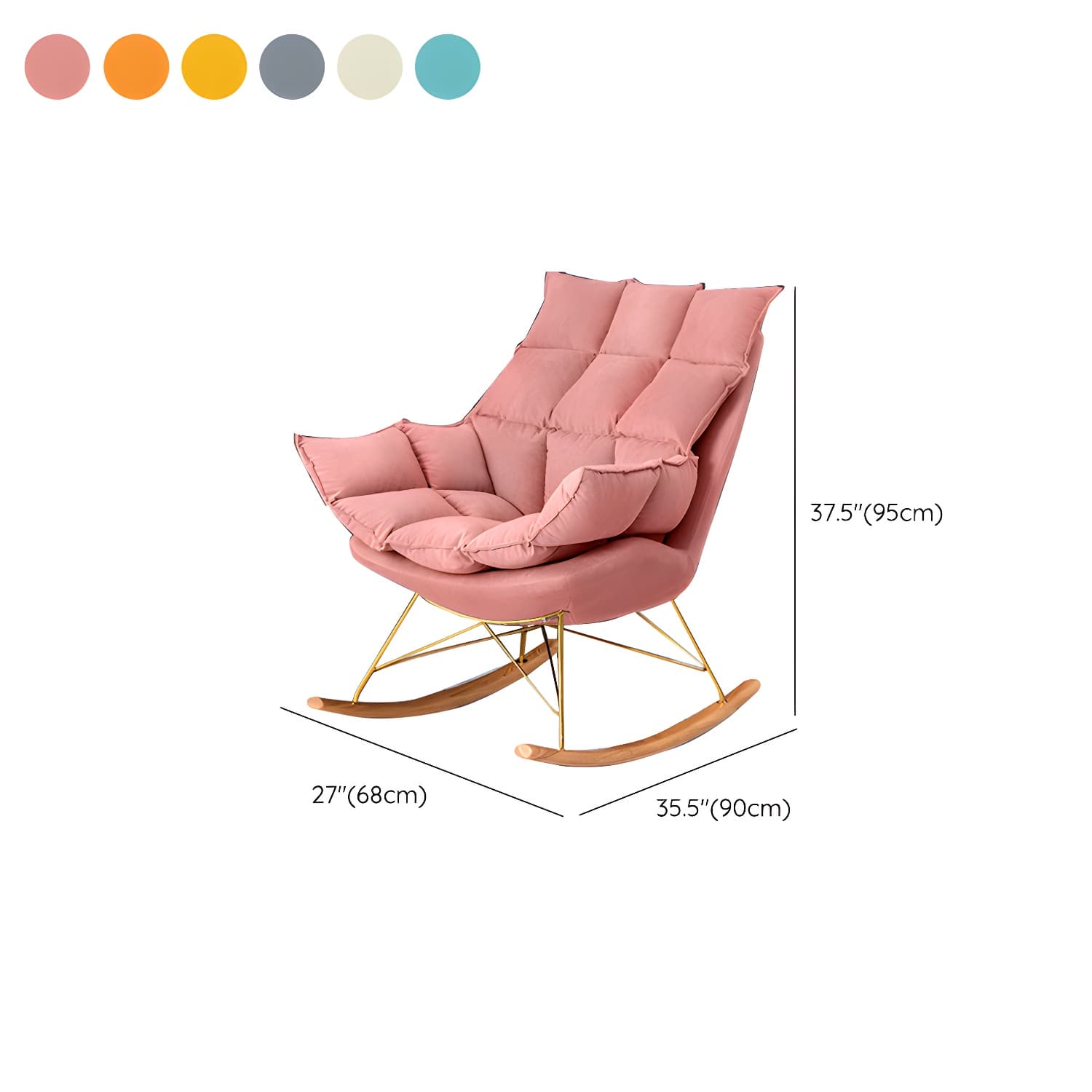 Rocking Accent Chair Upholstered Contemporary Living Room Spindle Tufted Cushions - image 21