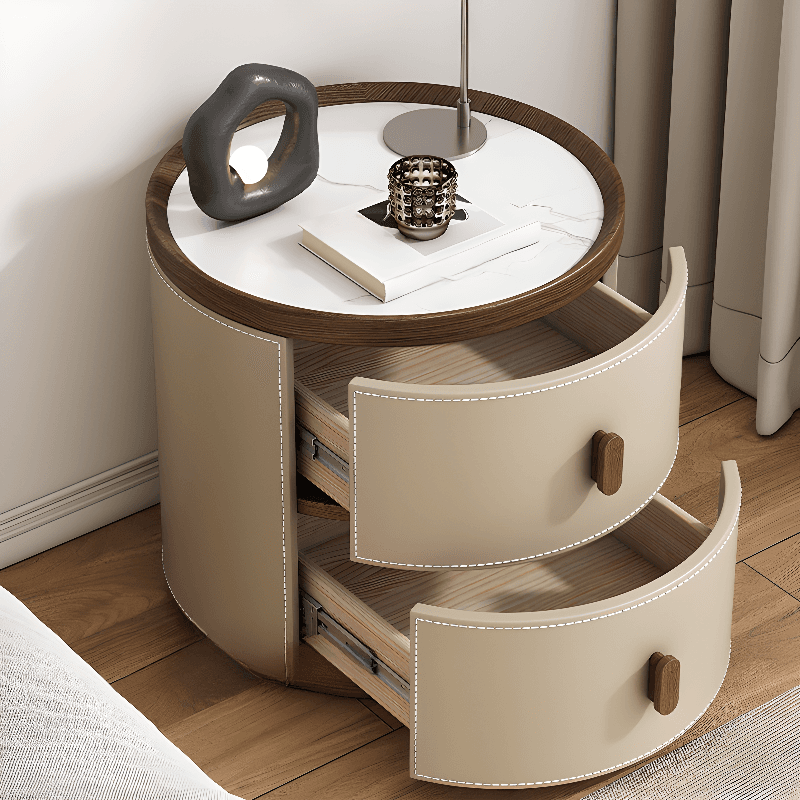 Art Deco 2 Tiers Nightstand With Drawer Storage and Stone Countertop - image 13