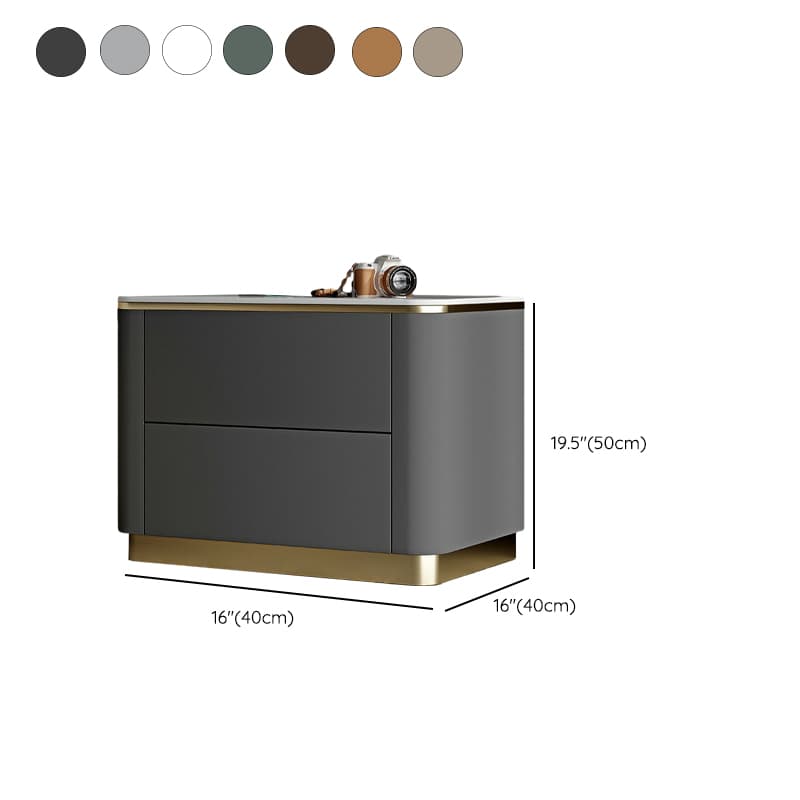 Contemporary Faux Leather Nightstand with Drawer Storage and Stone Countertop - image 16