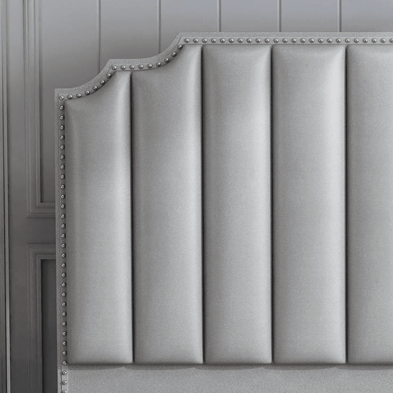 Modish Style Panel Headboard with No Distressing, Nailhead Border, Scooped Shape for Queen/Full Bed, Featuring Sponge Upholstery and Standard Height - image 13