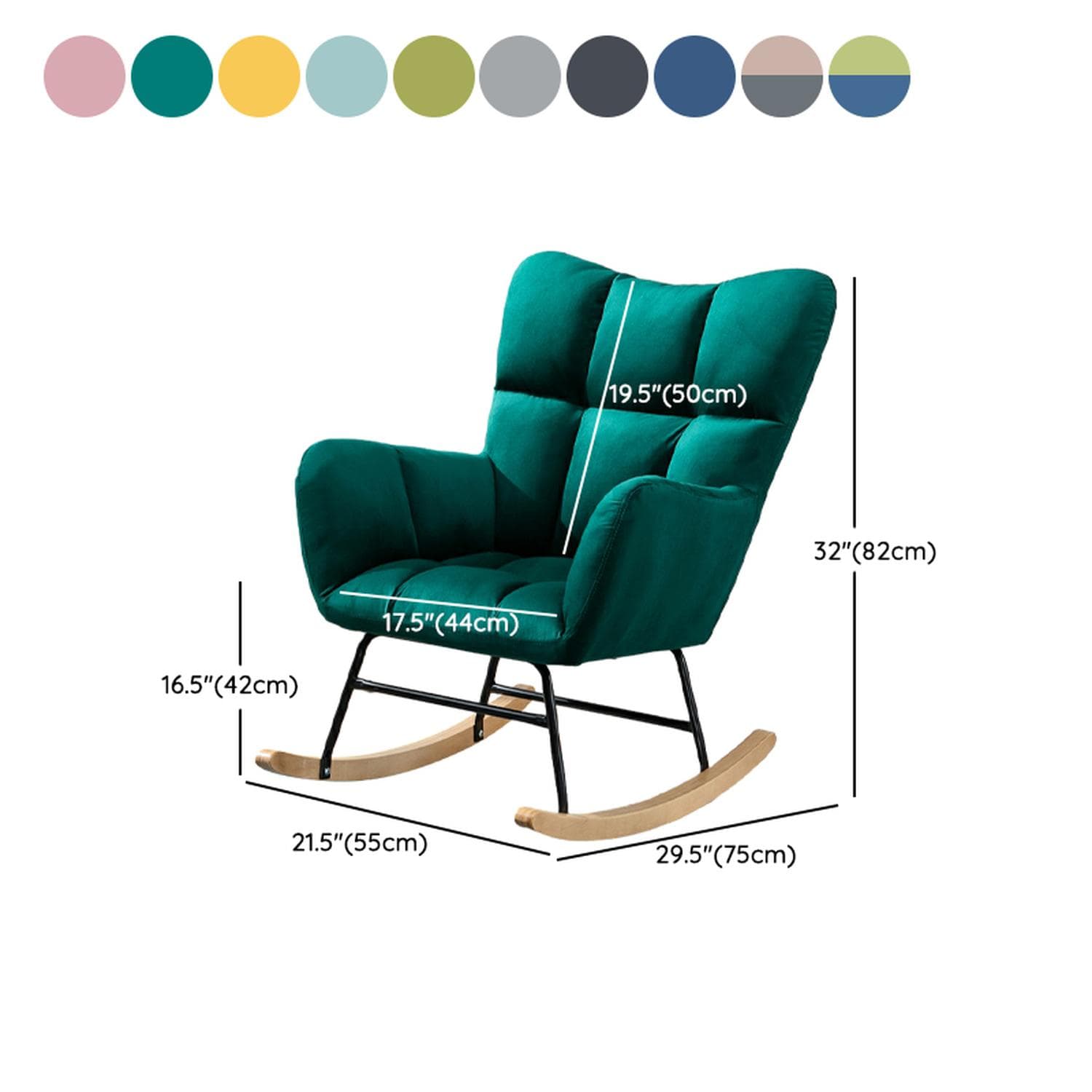Stylish Modern Upholstered Rocking Chair with Tufted Design and Wood Legs - Support Up to 398 lbs - image 19
