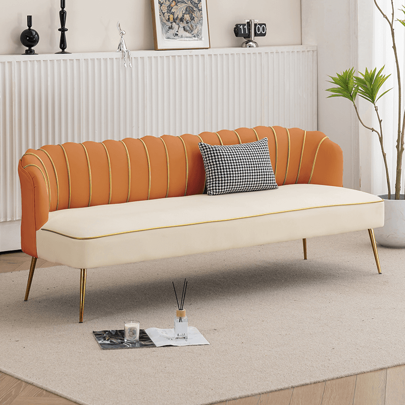 Modish Solid Color Stain Resistant Standard Sofa/Loveseat in Grey/Beige/Amber Color for 2/4-seater/3-seater with 1 Pillow - image 7