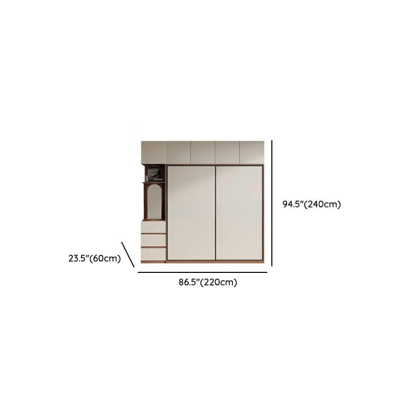 Chalk Minimalist Laminate Cabinet Armoire with Soft Close Drawer, Soft Close Door, Interior Shelves, and Clothing Rod - image 19