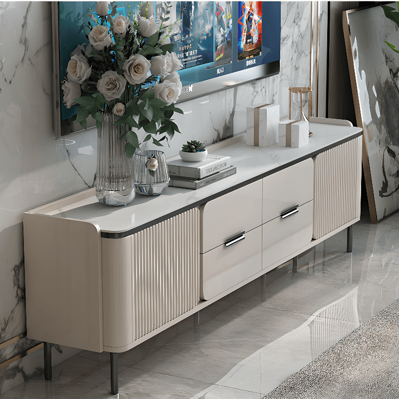 Sintered Stone Rectangular TV Stand for Sitting Room with 4-Drawer/2-Drawer, 2 Cabinets, and Cable Management - image 8