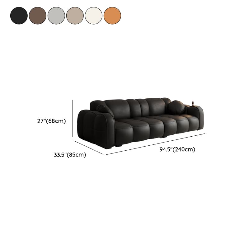 Modern Solid Color Tear Resistant Standard Sofa in Dark Grey/Light Brown/Ivory, 4-seater/3-seater with 2 Pillows - image 18