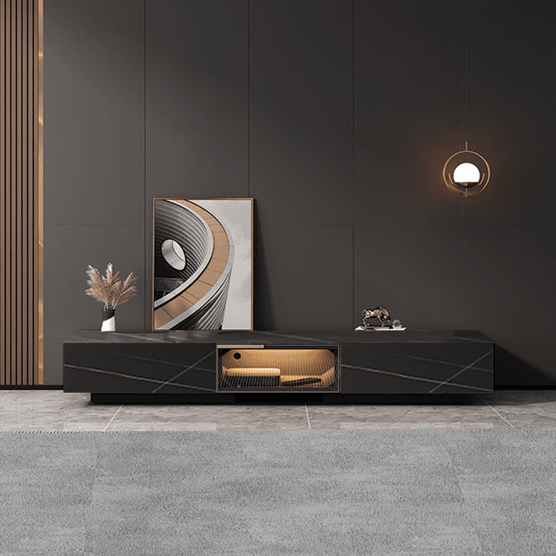 Rectangular TV Stand for Drawing Room with Light and Door