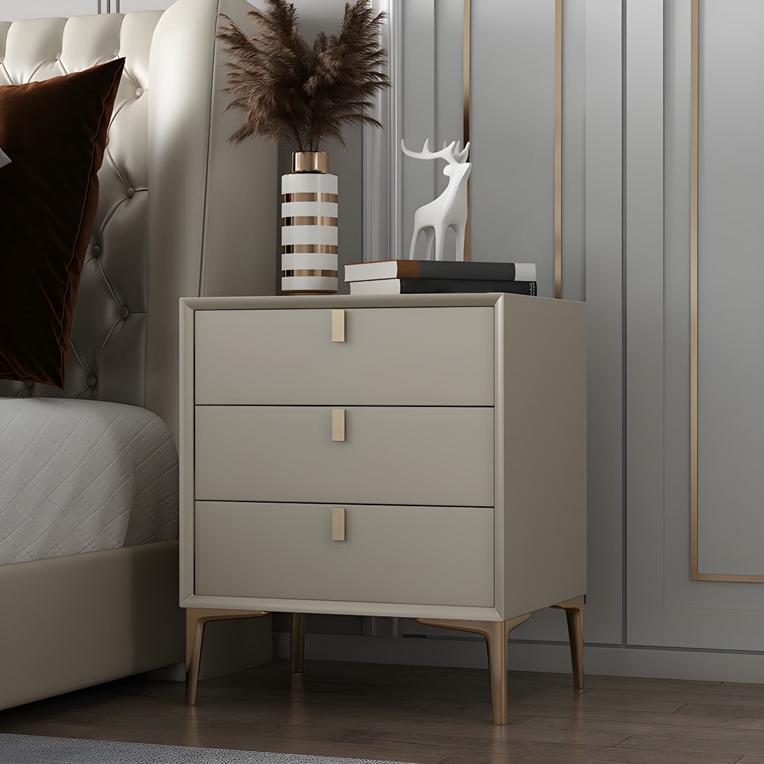Modern Wood Bachelor's Chest with 3 Drawers and Faux Leather Countertop - image 4