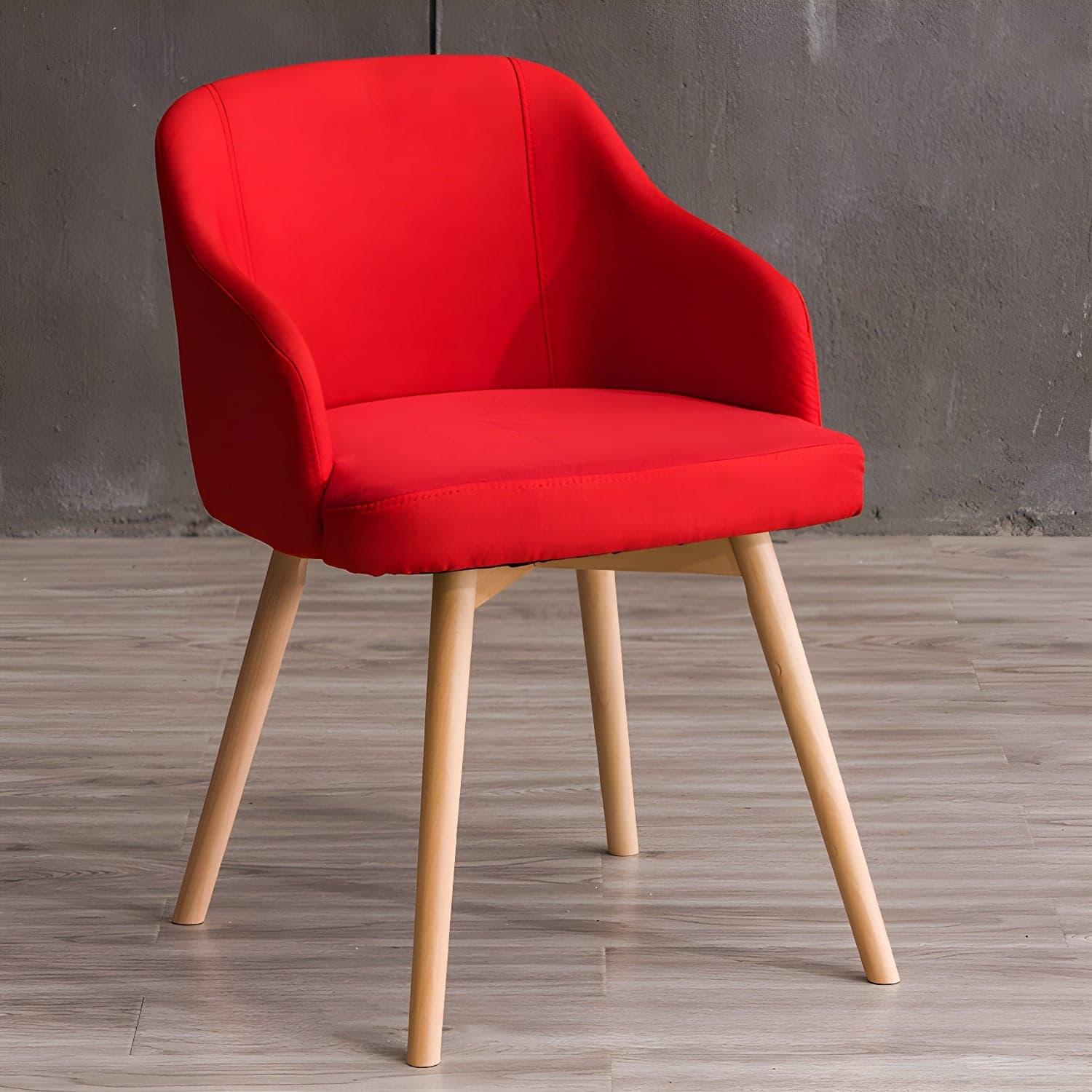 Scandinavian Beech Solid Back Arm Chair Fabric Dining Chair with Natural Legs - image 15