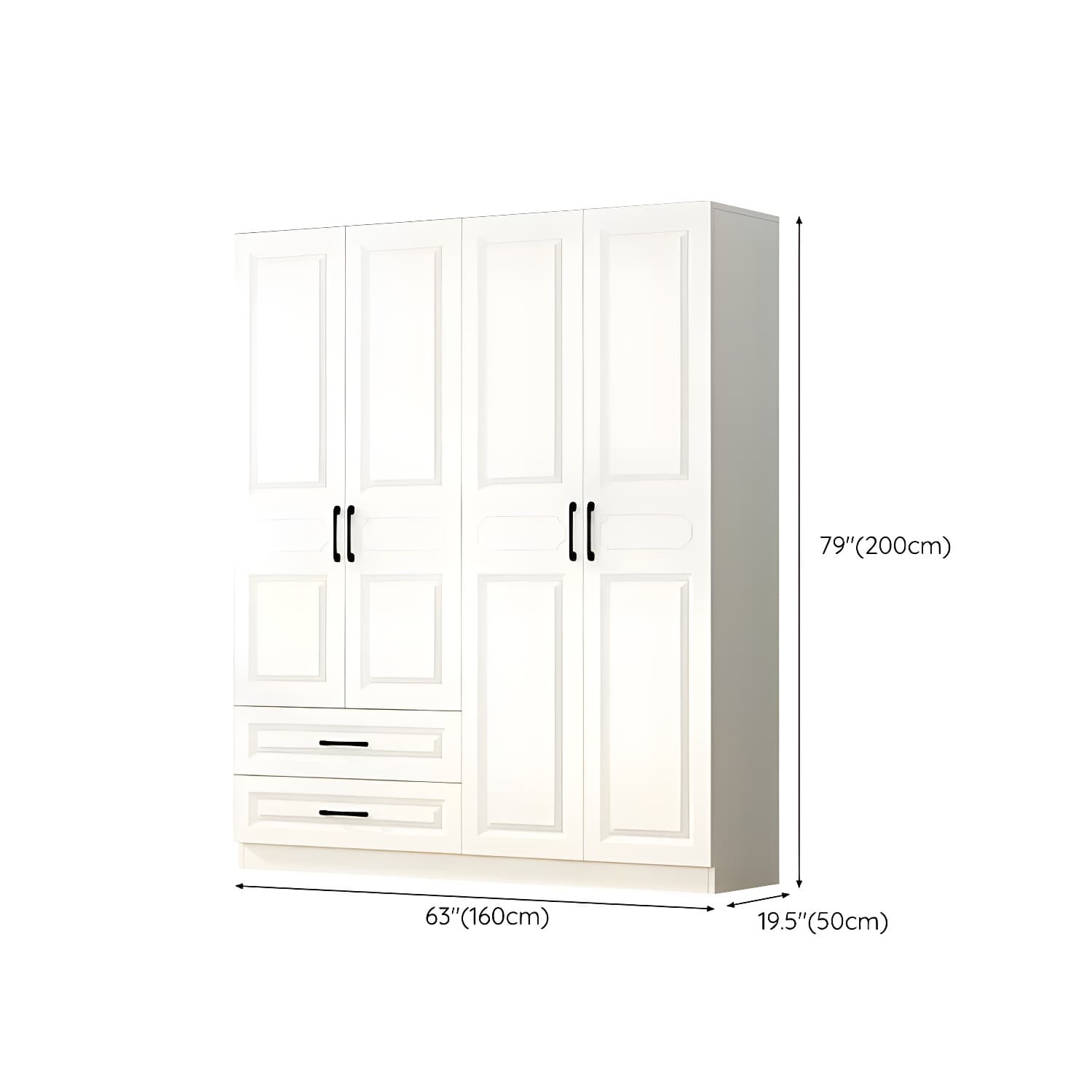 White Modern Wood Wardrobe Armoire with Clothing Rod and Shelves - image 15