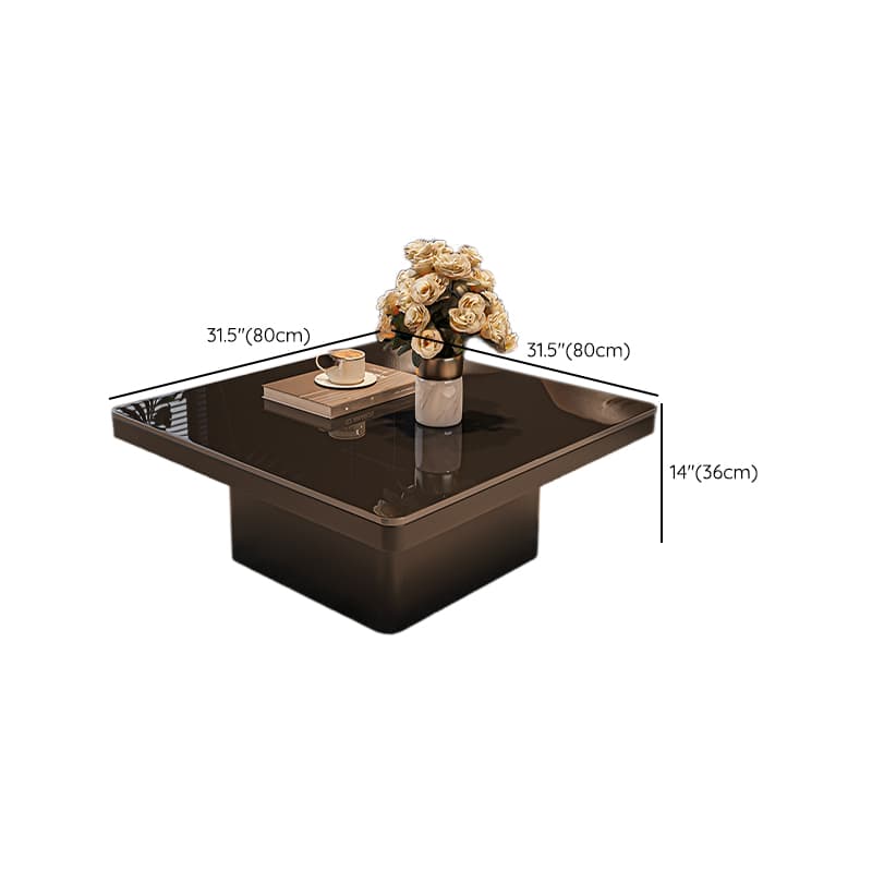 Contemporary Design Transparent Glass Single Board Game Coffee Table with Plinth Base in Midnight Black, Square Top - image 14