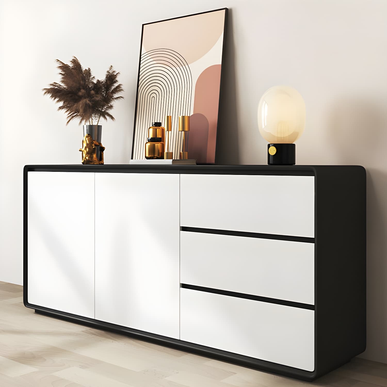 Modern and Contemporary Credenza Wood Dining Buffet with Cabinets and Drawers - image 21