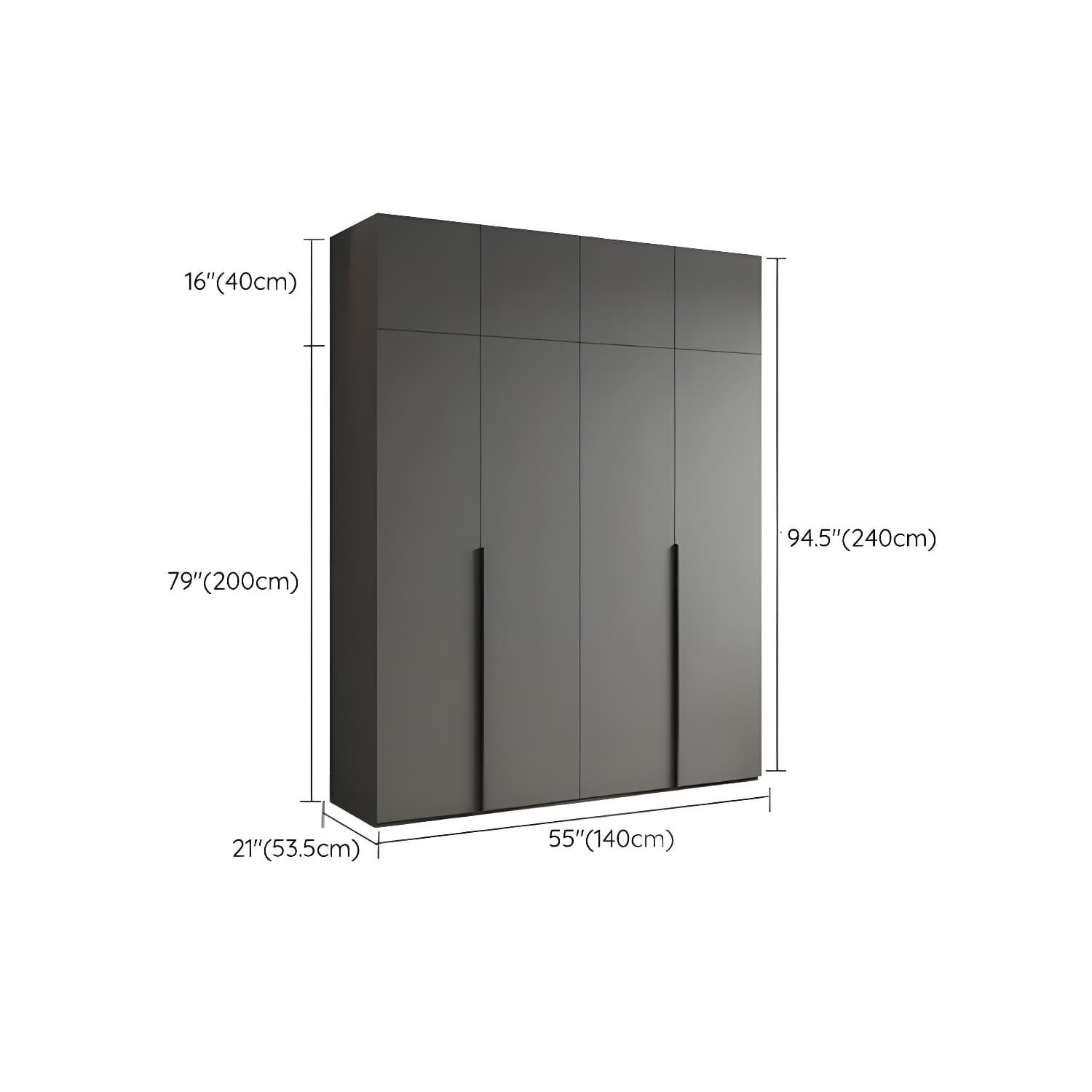 Modern Grey Wood Wardrobe Armoire with Drawers & Shelves for Ample Storage - image 26