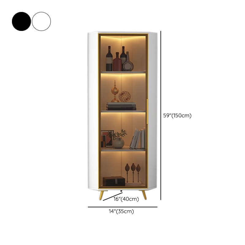 Contemporary Wood Corner Accent Cabinet with Clear Glass Doors, Metal Legs and Interior Shelves - image 21