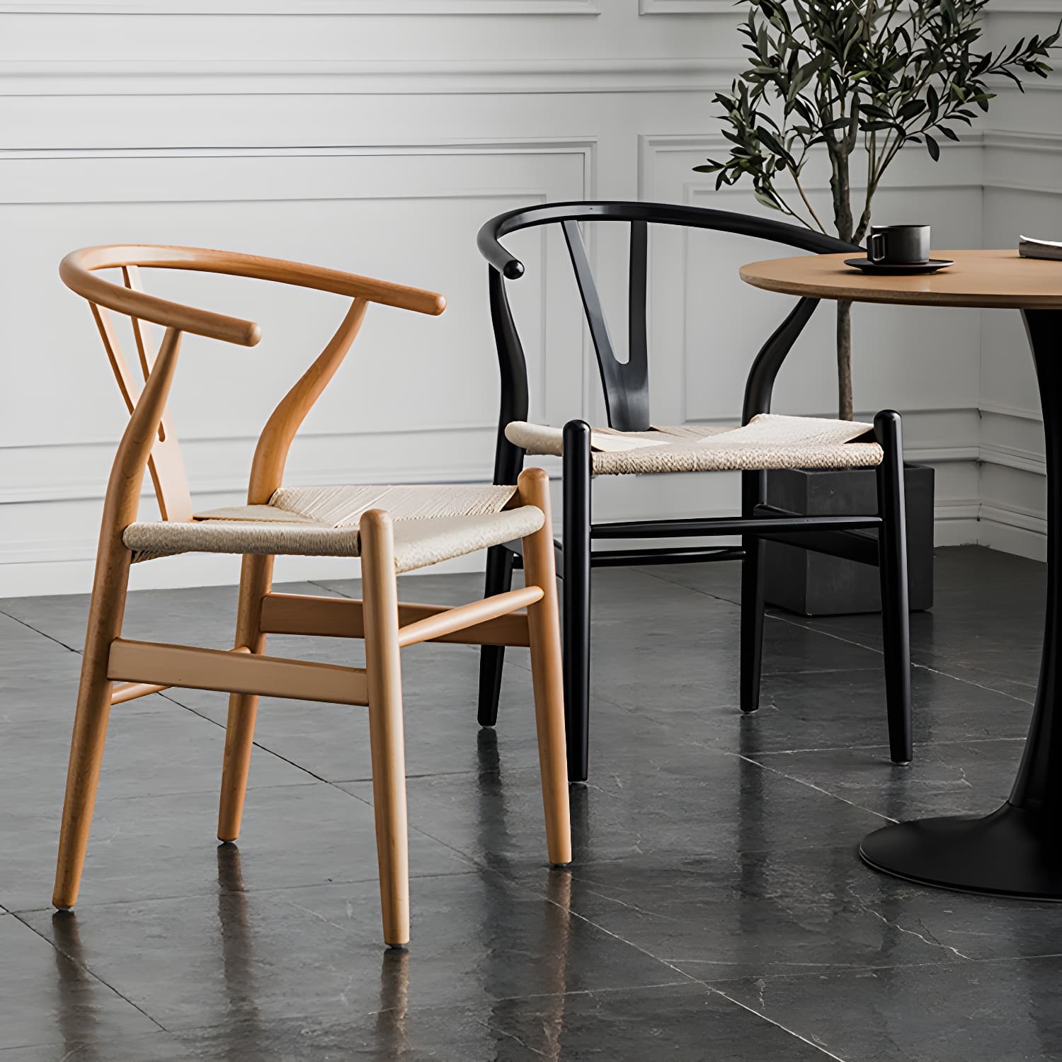 Scandinavian Style Wood Dining Chair Dining Room Wishbone Chair with Arm - image 26