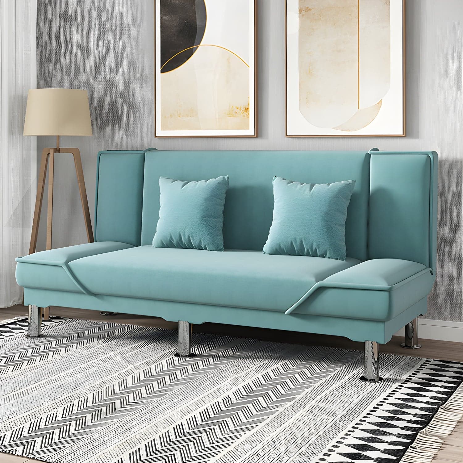 Contemporary Armless Convertible Sofa Linen Foldable Sofa for Apartment - image 6