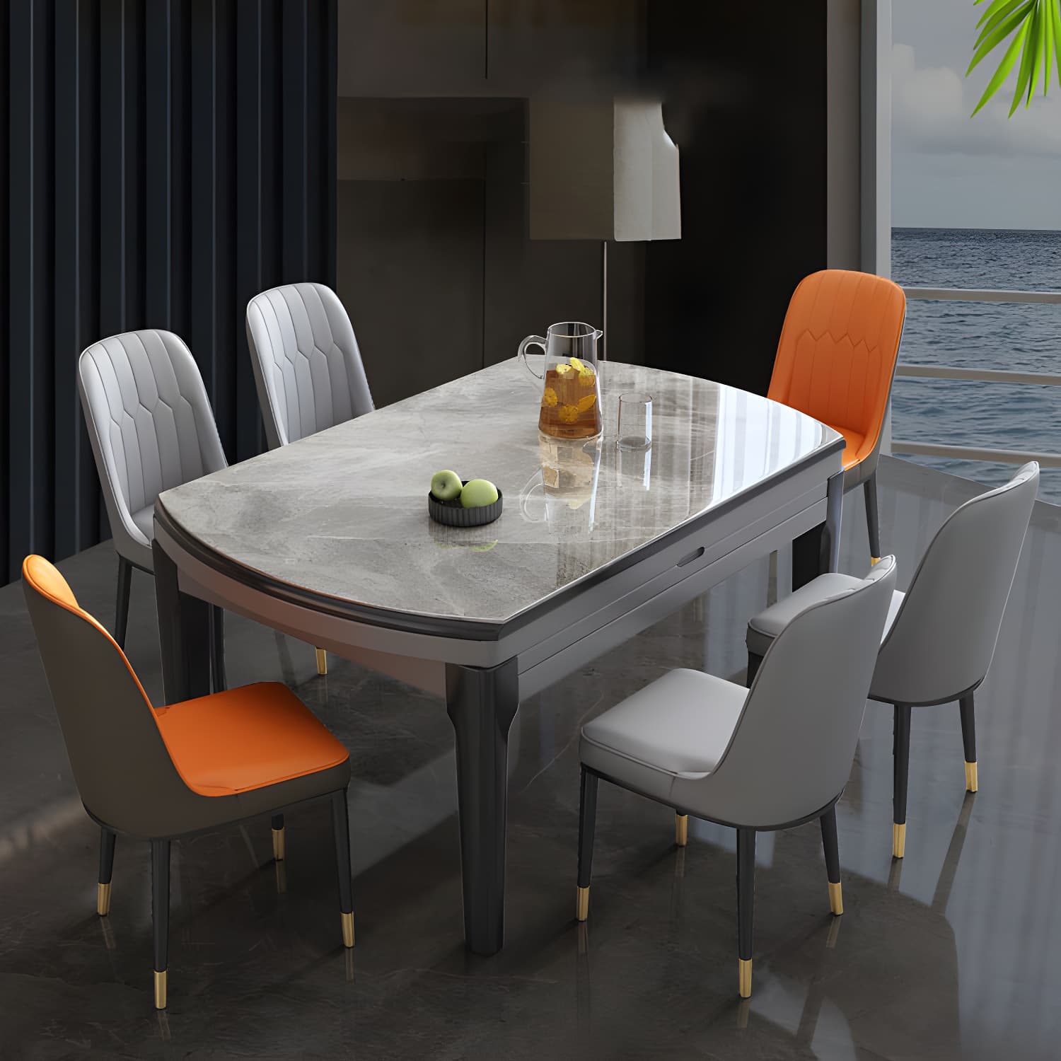 Sintered Stone Top Table 4 Legs Drop-Leaf Dining Table for Kitchen - image 11