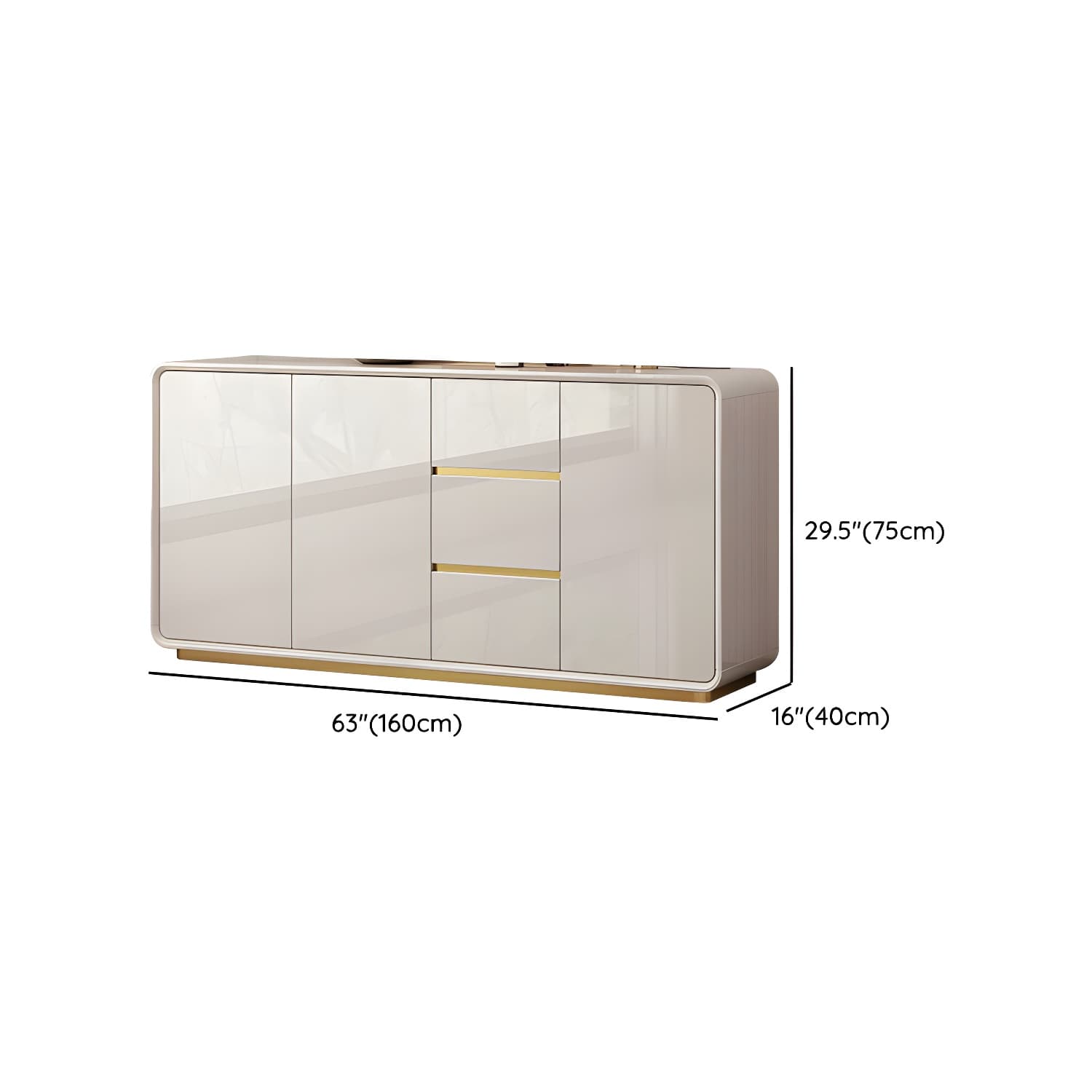 White Glam Sideboard Credenza with Adjustable Shelving and 3 Drawers - image 16