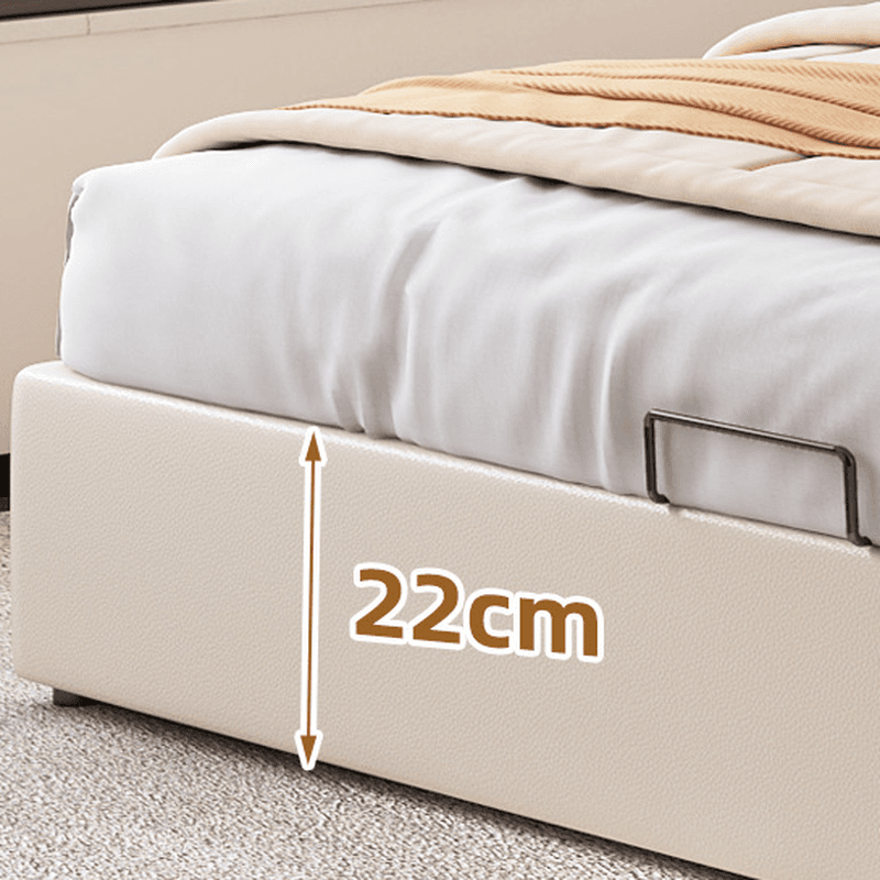 Cream Solid Color Stitch-tufted Storage Platform Bed/Storage Panel Bed with Sponge Filling Headboard Panel, 3 Storage Boxes Included/Not Included - image 6