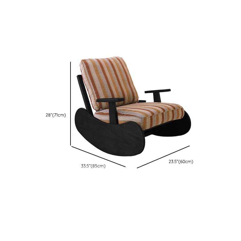 Black/Jade Green/Ivory Art Deco Upholstered Rocking Armchair with Recessed Arm - image 24