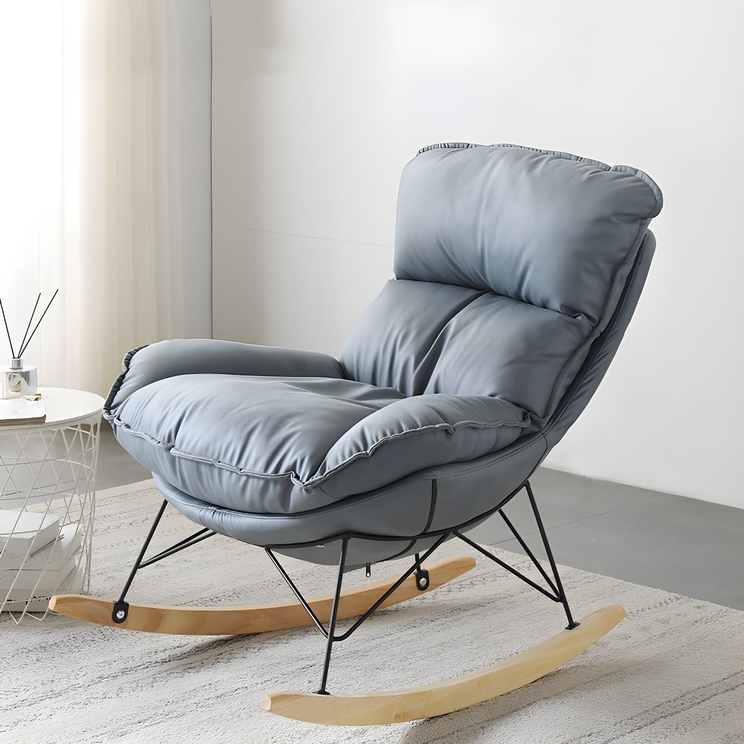 Contemporary Nursery Rocking Chair Indoor Sofa Rocking Chair with Ottoman and Cushion - image 9