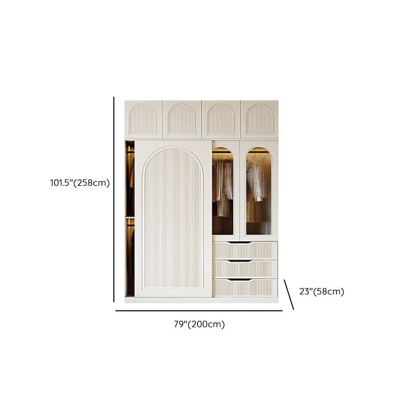 Chalk Composite Wood Cabinet Armoire with Soft Close Drawer, Specular Mirror, Soft Close Door, Interior Shelves, and Clothing Rod - image 22