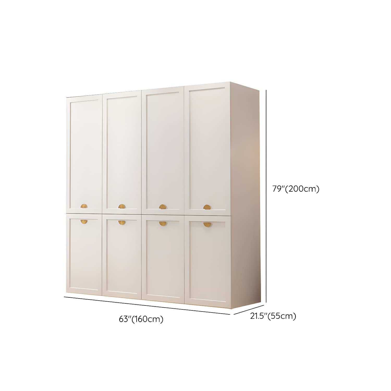 Modern Solid Color Shelves Hinged Doors Cloth Rod Included Cabinet in Beige - image 21