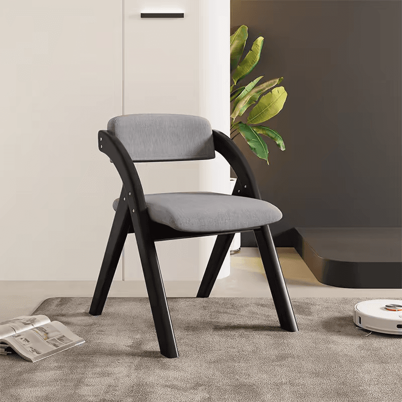 Casual Collapsible Side Chair with Midnight Black/Walnut/Wood Grain Rubberwood Legs and Upholstered Uncovered Back - image 4
