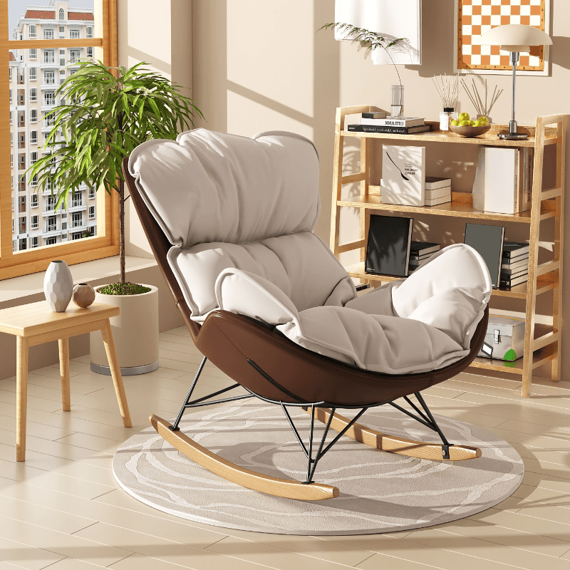 Stationary Rocking Chair with Flared Arm and Rear Support - image 10