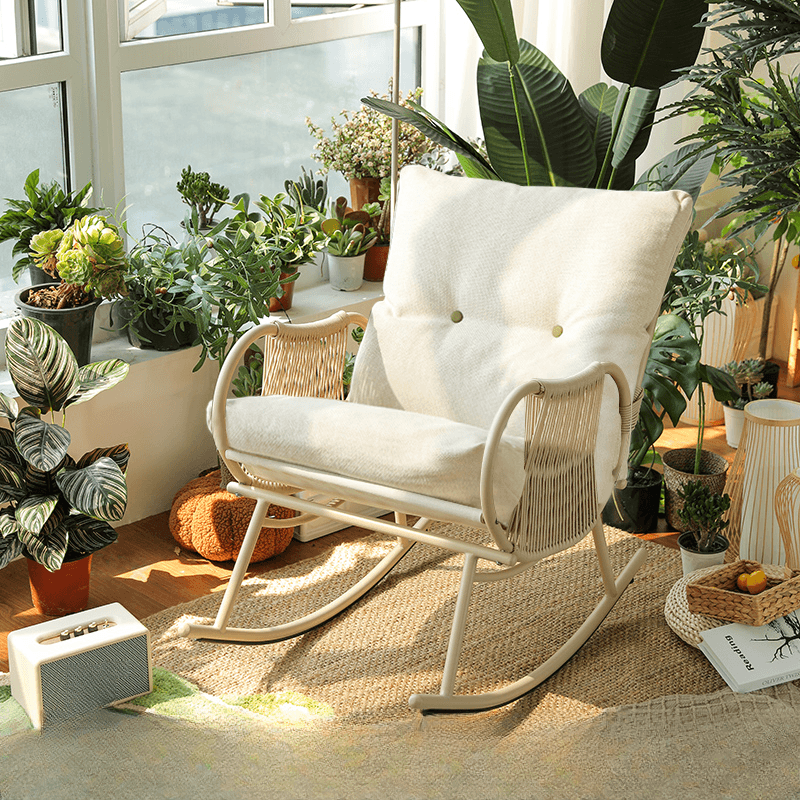 Art Deco Alloy Rocking Chair with Upholstered Track Arm - image 3