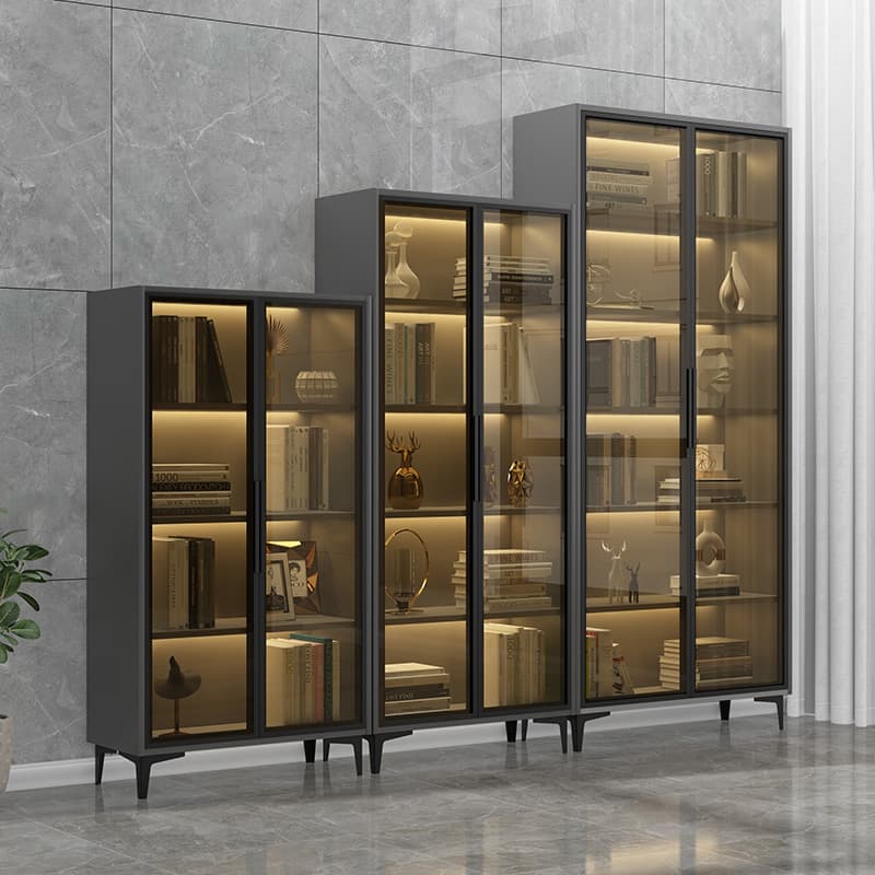 Glam Rectangle Accent Cabinet with Gold Metal Base and Glass Doors and Lighting Included - image 9