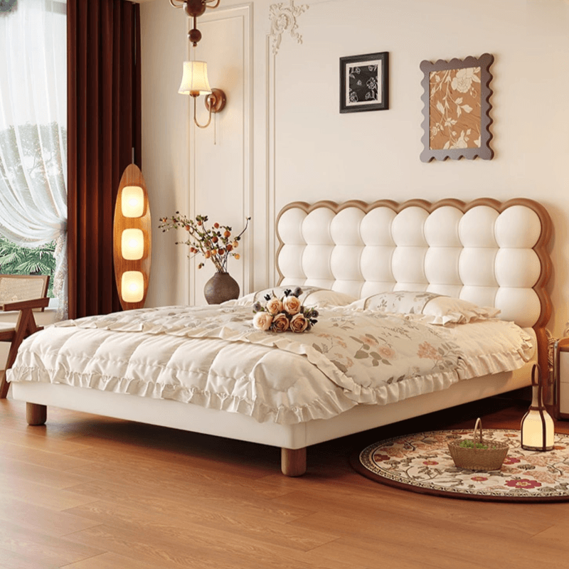 Storage Included Panel Bed with 3 Storage Boxes, Steel Frame, Stitch-tufted Design, and Sponge Upholstery
