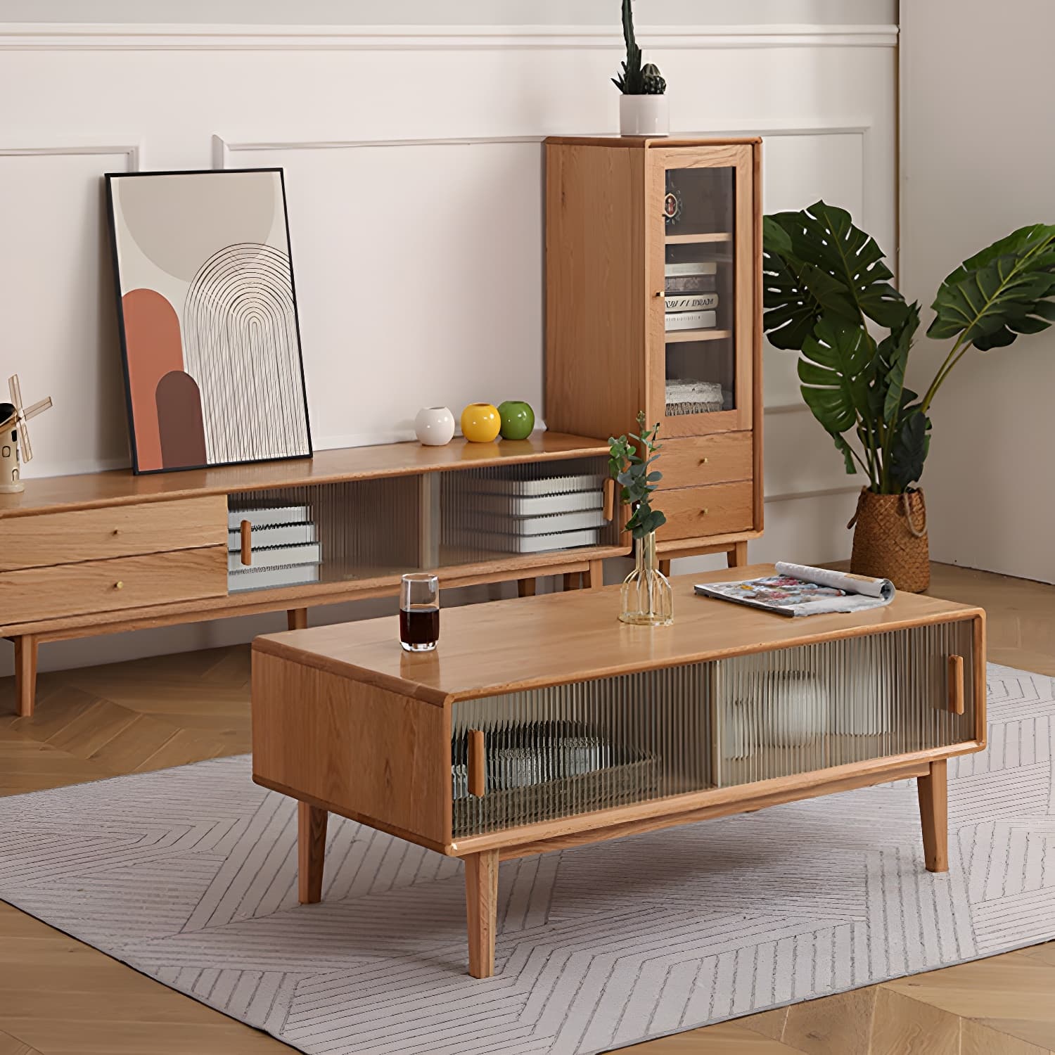 Scandinavian TV Stand with Low Height and the Cabinet Storage - image 13